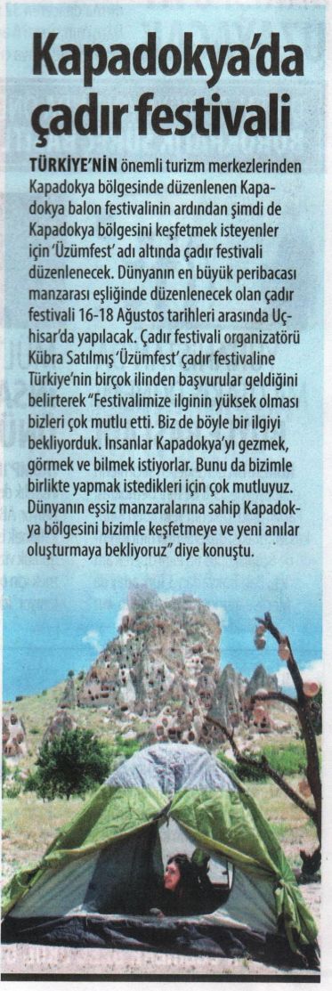 2019 07 09 Star Gazetesi Kapadokya cadir festivali