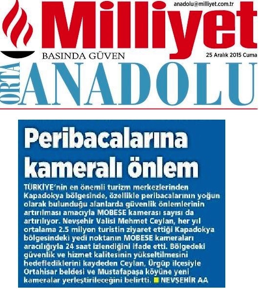 Peribacalarina kamerali onlem 25 Aralik 2015 Milliyet Orta Anadolu